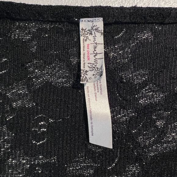 Free People Bodysuit Sneaky Surplice Black Lace Whimsigoth Witchy Dark Romantic - Picture 5 of 6